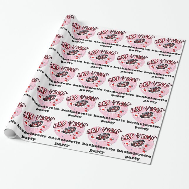 Pink Las Vegas bachelorette party Wrapping Paper (Unrolled)