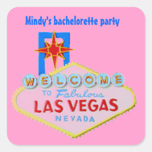 Pink Las Vegas Bachelorette Square Sticker