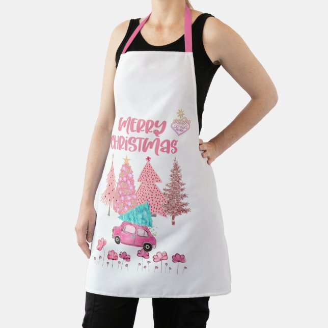 Pink Las Vegas Christmas Trees Apron (Insitu)