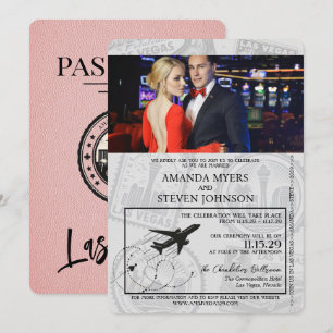 Pink Las Vegas Passport Wedding Invitation