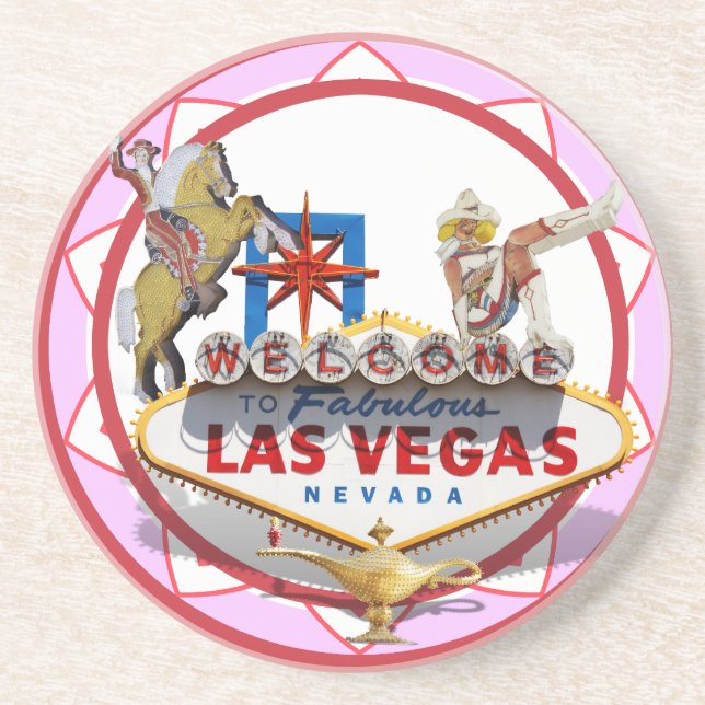 Pink Las Vegas Poker Chip Coaster (Front)