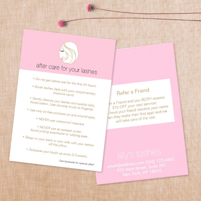 Pink Lash Extensions Girl Aftercare Referral (Creator Uploaded)