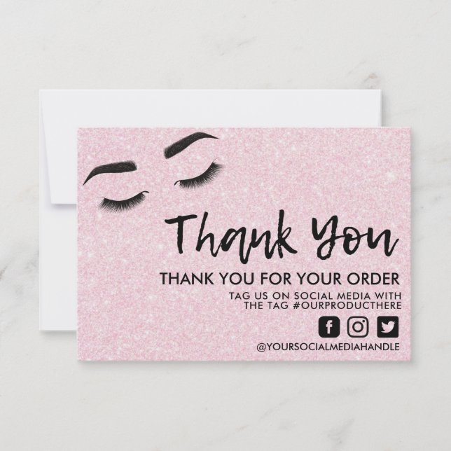 Pink Lashes Eyes Elegant Thank you Media Insert (Front)
