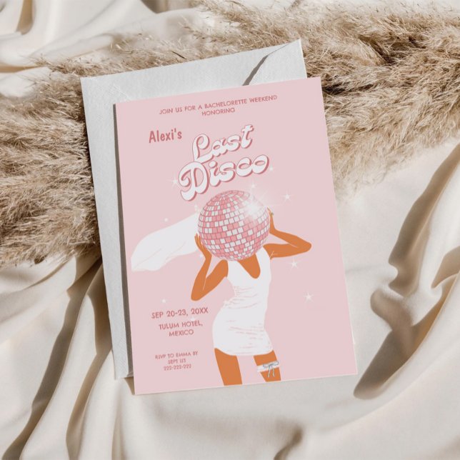 Pink Last Disco Girl Bridal Invitation (Creator Uploaded)