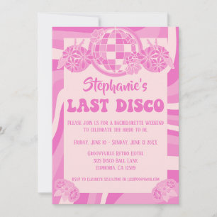 Pink Last Disco Retro Bachelorette Invitation