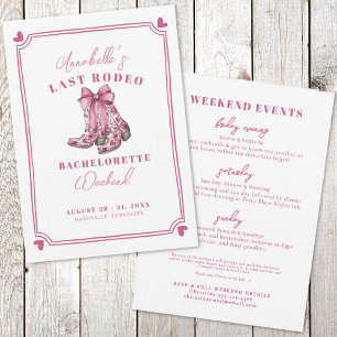 Pink Last Rodeo Bachelorette Party Invitation