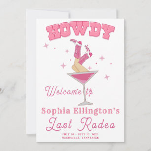 Pink Last Rodeo Bachelorette Weekend  Invitation