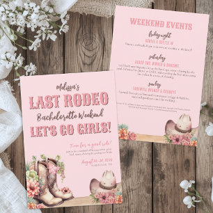 Pink Last Rodeo Cowgirl Bachelorette Party Invitation