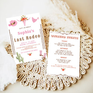 Pink Last Rodeo Cowgirl Bachelorette Party Invitation