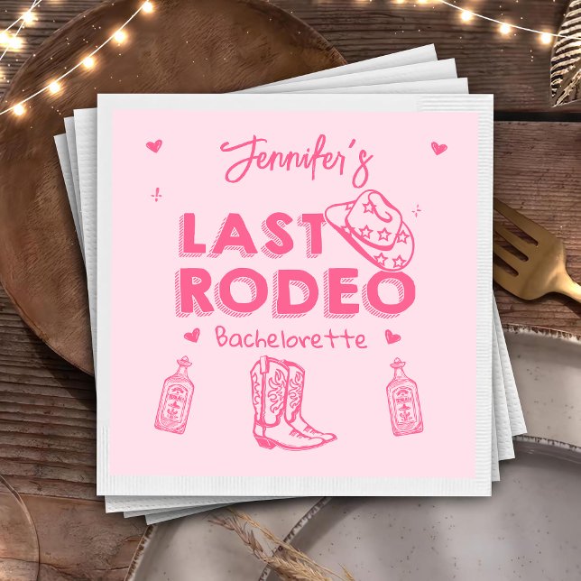 Pink Last Rodeo Cowgirl Bachelorette Party Napkin (Creator Uploaded)