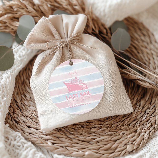 Pink Last Sail Before The Veil Bachelorette  Classic Round Sticker (Creator Uploaded)