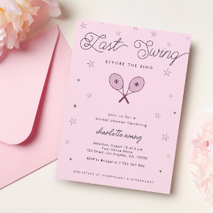 Pink   Last Swing Before the Ring Bridal Shower Invitation