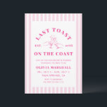 Pink Last Toast On The Coast Bachelorette Weekend Invitation<br><div class="desc">Last Toast On The Coast Bachelorette Weekend Invitation & Itinerary combines the allure of a seaside escape with the excitement of a bachelorette celebration. The invitation entices guests with visions of sun-drenched beaches and sparkling waters, inviting them to join in the festivities. Its elegant design promises a weekend filled with...</div>