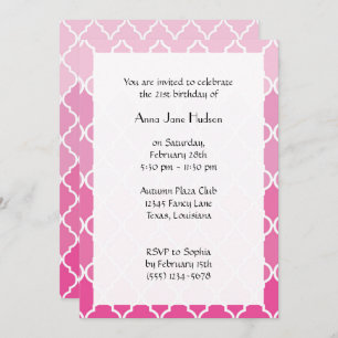 Pink Latticework, Moroccan Trellis, Birthday Invitation