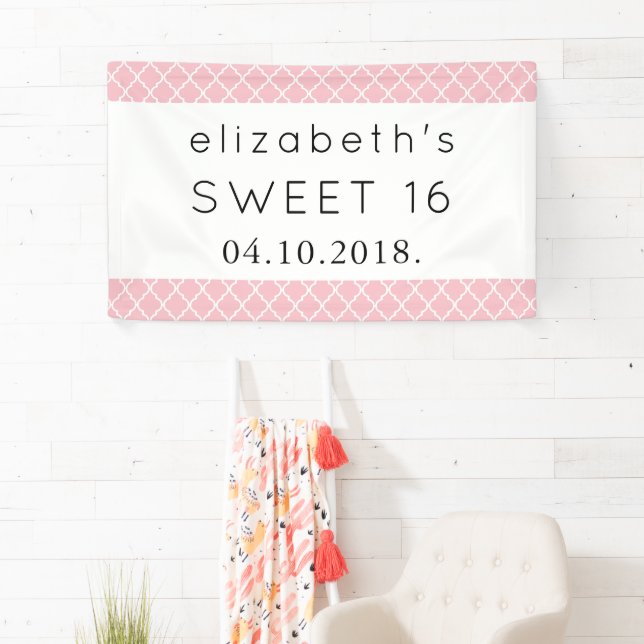 Pink Latticework, Moroccan Trellis, Sweet 16 Banner (Insitu)