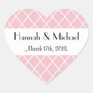 Pink Latticework, Quatrefoil, Trellis, Wedding Heart Sticker