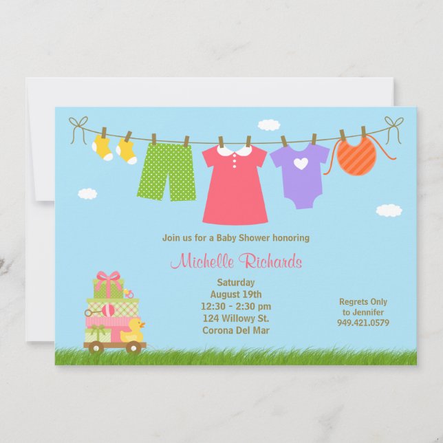 Pink Laundry Baby Shower Invitation (Front)