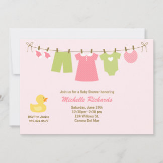 Pink Laundry Baby Shower Invitation