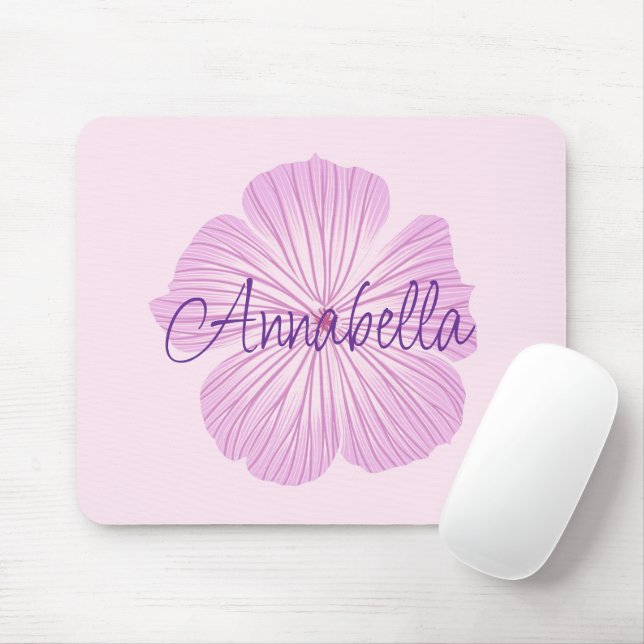 Pink Lavatera Flower Mouse Mat (With Mouse)