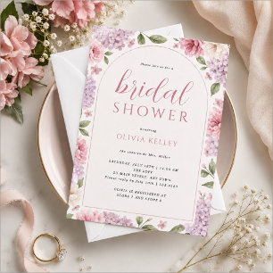 Pink & Lavende Hydrangea Flower Arch Bridal Shower Invitation