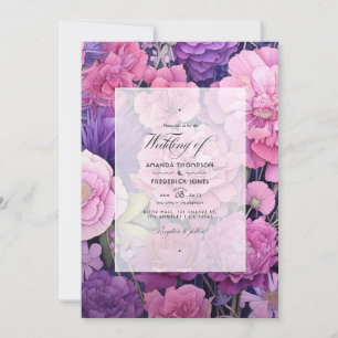 Pink-Lavender and Almost-Mauve Floral Wedding Invitation