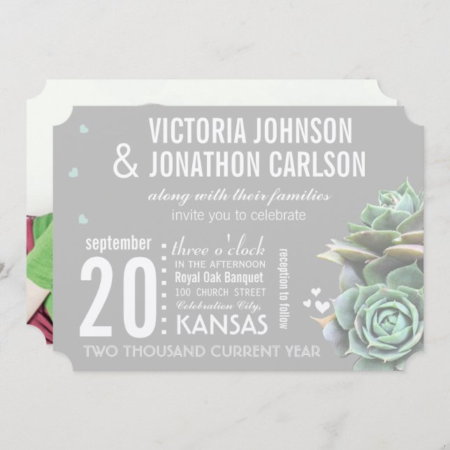 Pink Lavender and Yellow Modern Typography Wedding Invitation (Front/Back)