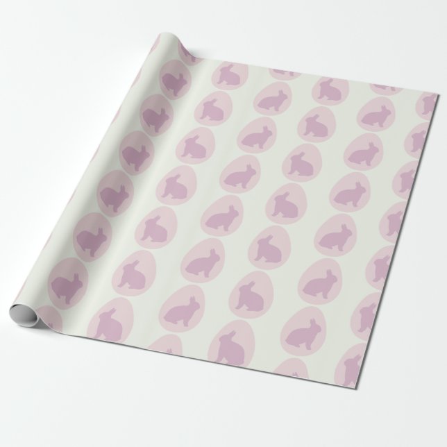 Pink & Lavender Bunny Egg Pattern Wrapping Paper (Unrolled)