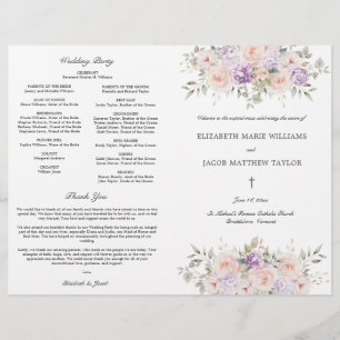 Pink Lavender Catholic Wedding Ceremony Program