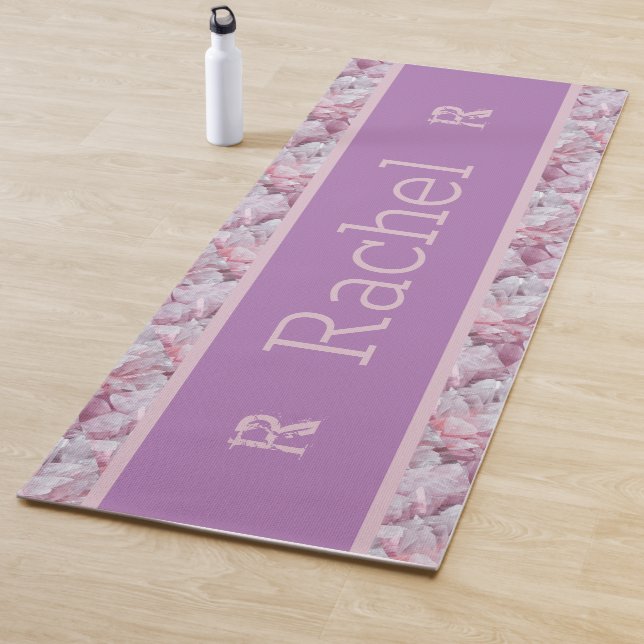 Pink Lavender Elegant Simple  Minimal Monogram  Yoga Mat (In Situ)