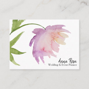 *~* Pink Lavender Elegant Watercolor Peony Flower Business Card