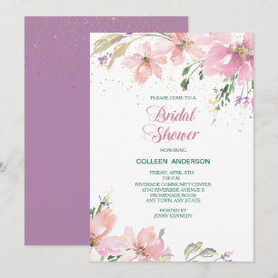 Pink Lavender Floral Bridal Shower Invitation