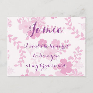 Pink lavender floral bridesmaid invitation
