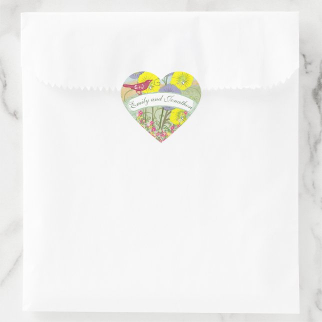 Pink Lavender Green and Yellow Floral Wedding Seal (Bag)
