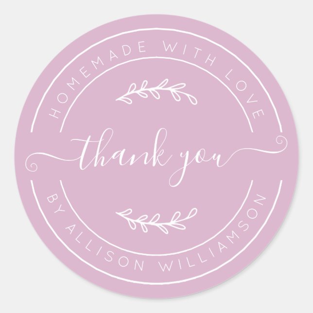 Pink Lavender Homemade Thank You Label (Front)