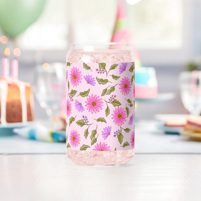 Pink Lavender Lacy Daisy Drinkware Set Can Glass (Insitu (Birthday))
