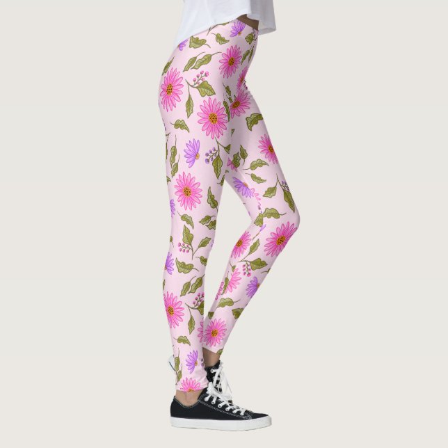 Pink Lavender Lacy Daisy Leggings (Right)