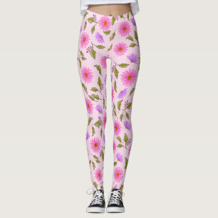 Pink Lavender Lacy Daisy Leggings