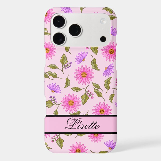 Pink Lavender Lacy Daisy Personalised iPhone Case (Back)