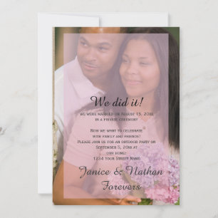 Pink Lavender Overlay Photo Reception Only Invite