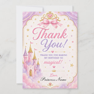 Pink Lavender Princess Thank You Card