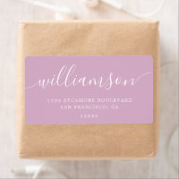 Pink Lavender Script Family Return Address