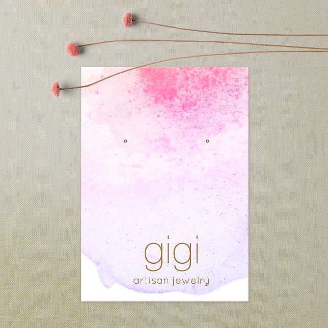 Pink Lavender Watercolor Earring Display Holder Business Card (Creator Uploaded)