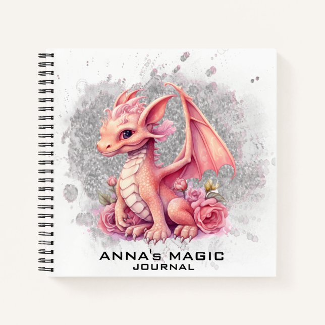 *~* Pink Law Attraction Cute Baby Dragon AP85 Notebook (Front)