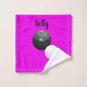 Pink Lawn Bowls Design, Add Friends Name, Wash Cloth