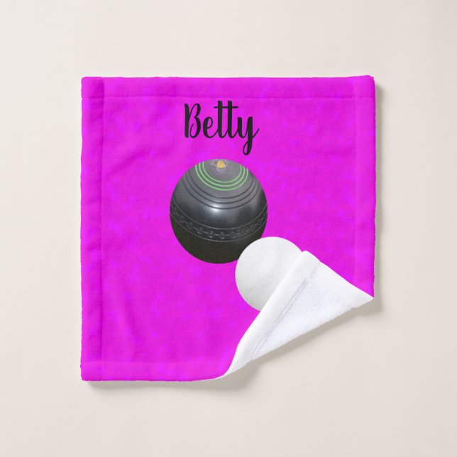 Pink Lawn Bowls Design, Add Friends Name, Wash Cloth (Wash Cloth)