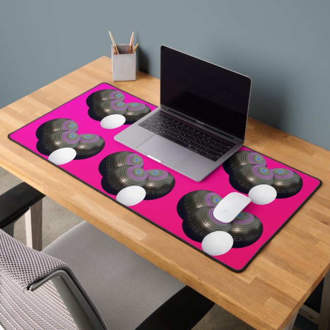 Pink Lawn Bowls, Desk Mat (Office 2)