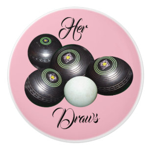 Pink Lawn Bowls Her Draws, Ceramic Knob