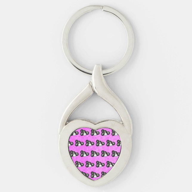 Pink Lawn Bowls, Metal Keyring (Front)