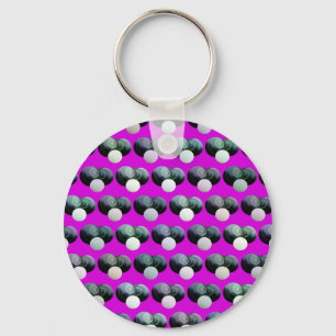 Pink Lawn Bowls Pattern, Key Ring