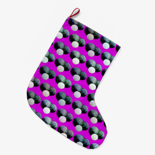 Pink Lawn Bowls Pattern, Large Christmas Stocking